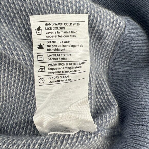 VINCE Mens Size Large Blue Baseball Bird's Eye Stitch Wool Cashmere Sweater - Picture 9 of 9